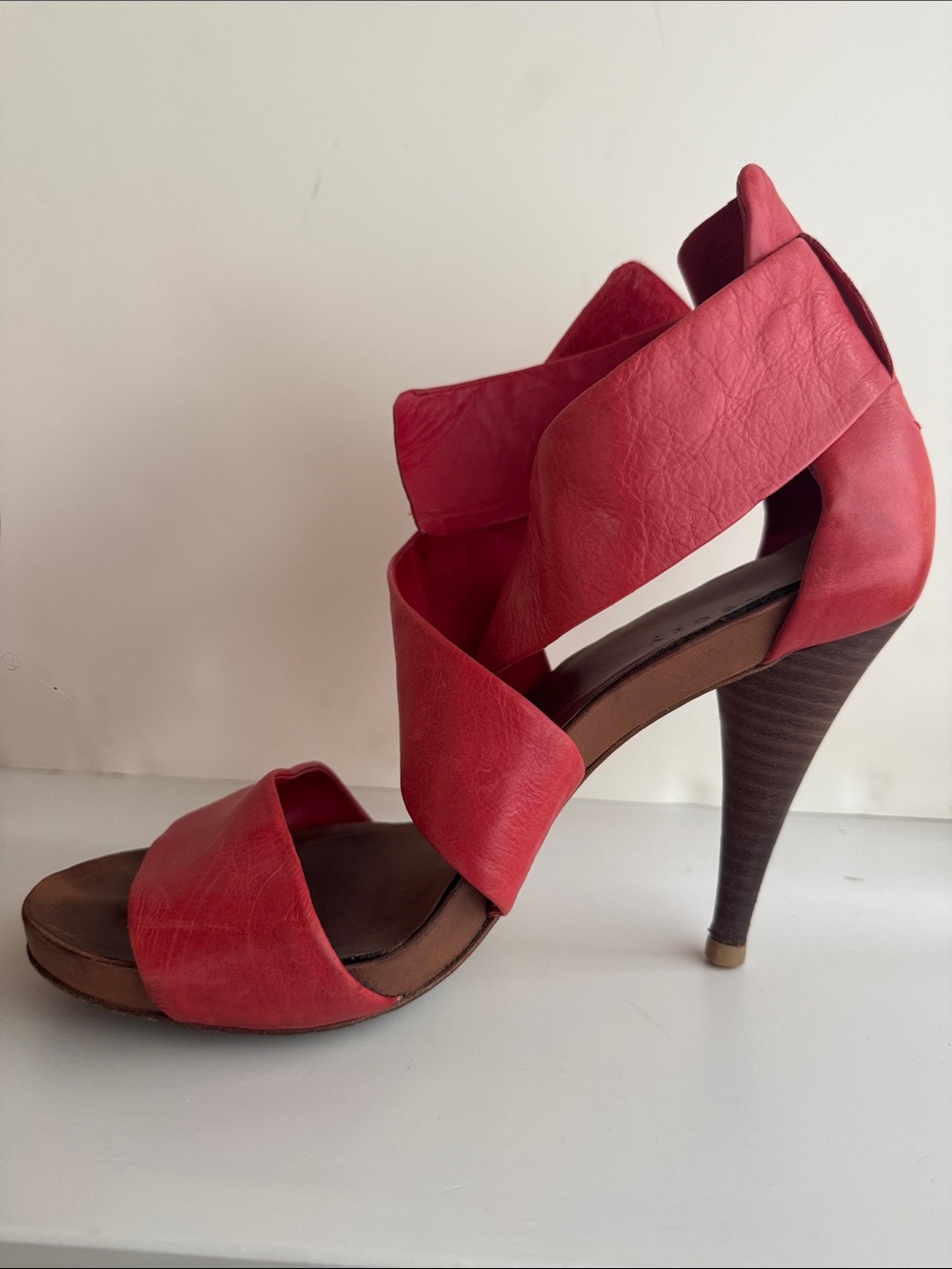 Theory Red Strappy High Heel Sandals - Picture 2 of 12